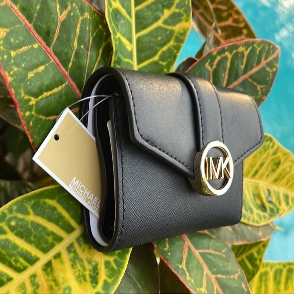 MICHAEL KORS CARMEN MEDIUM LOGO AND FAUX LEATHER WALLET BLACK - Picture 13 of 16